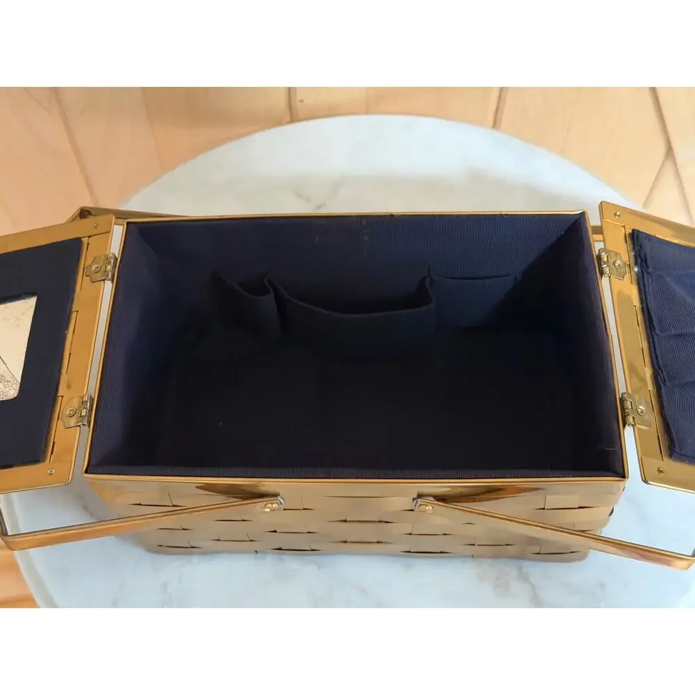 Vintage Dorset Rex Gold Weave Basket Bag 1950s Lunch Box Purse Saks Fifth Avenue